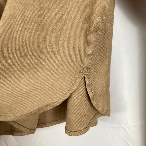 Level99 Evereve Womens L Tan Crop Linen Blend Utility Shacket Chore Fall Ranch - Picture 8 of 11